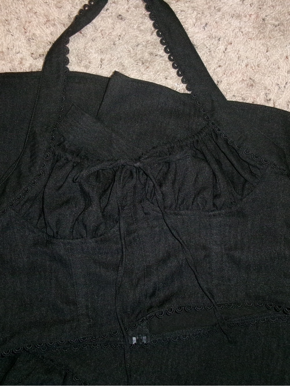 Fashion Nova Black Two Piece Set Halter Crop Top Tiered Maxi Skirt Large